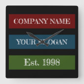 Horloge Carrée Coloured Block Style Company Name (Recto)