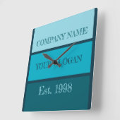 Horloge Carrée Coloured Block Style Company Name (Angle)