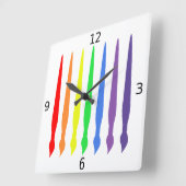 Horloge Carrée Coloured paintbrushes, simple, moderne, colourful (Angle)