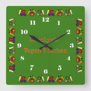 Horloge Carrée Colourful vegetables, vegan kitchen