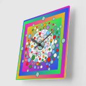 Horloge Carrée Colourful Vibrant Rainbow Circles and Dots Square (Angle)