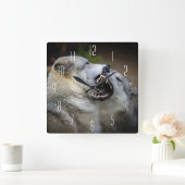 Horloge Carrée Combat de loup (Maison)