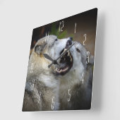 Horloge Carrée Combat de loup (Angle)