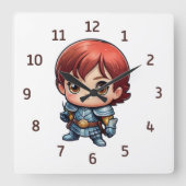 Horloge Carrée Comic Knight Kids Fantasy Bedroom (Recto)