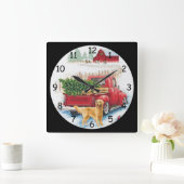 Horloge Carrée Coming home with a Christmas Tree Needlepoint (Maison)