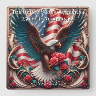 Horloge Carrée Commemoratif du 250e anniversaire des États-Unis