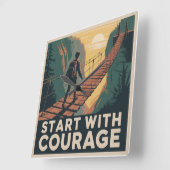 Horloge Carrée Commencez Avec Courage (Angle)