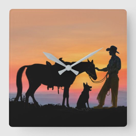 HORLOGE CARRÉE COMPAGNONS DE COW-BOY (Recto)