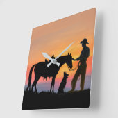 HORLOGE CARRÉE COMPAGNONS DE COW-BOY (Angle)