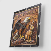 Horloge Carrée Compagnons Proches Raptor Lapin (Angle)