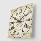 Horloge Carrée Compas vintage (Angle)