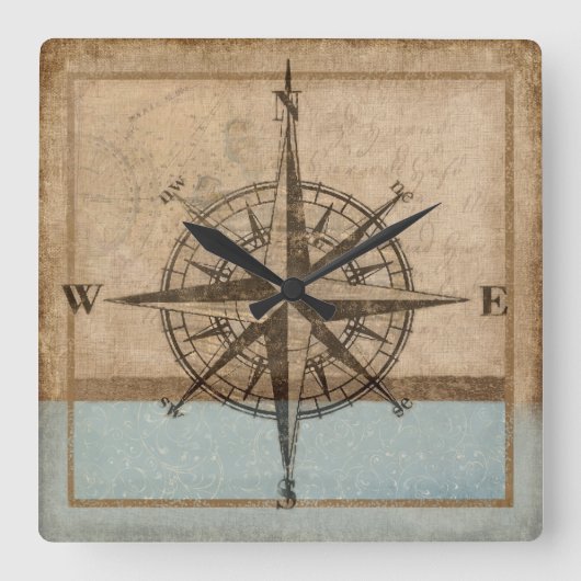 Horloge Carrée compass rose clock 1, Copyright Karen J Williams (Recto)