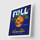 Horloge Carrée Complet - Étiquette orange (Angle)