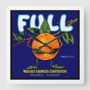 Horloge Carrée Complet - Étiquette orange Crate