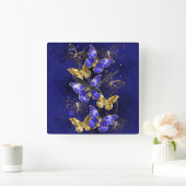 Horloge Carrée Composition avec les papillons Sapphire (Maison)