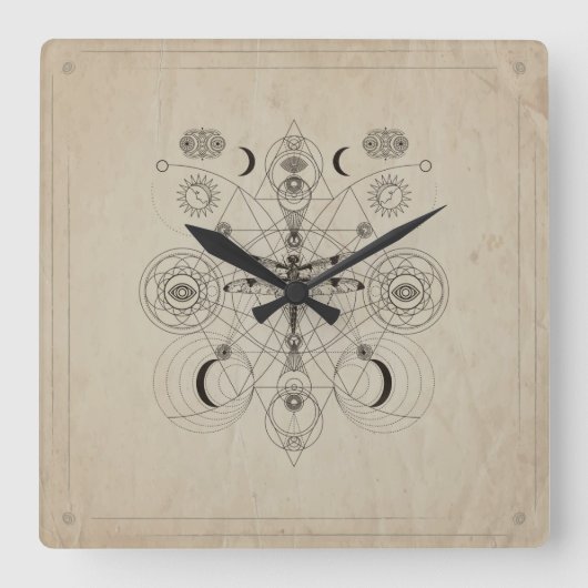 Horloge Carrée Composition du Dragonfly (Recto)