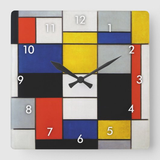 Horloge Carrée Composition, Mondrian (Recto)
