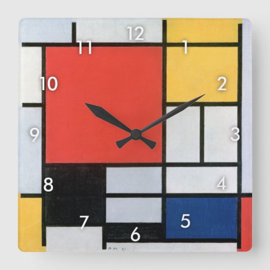 Horloge Carrée Composition, Mondrian (Recto)