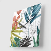 Horloge Carrée Composition tropicale (Angle)