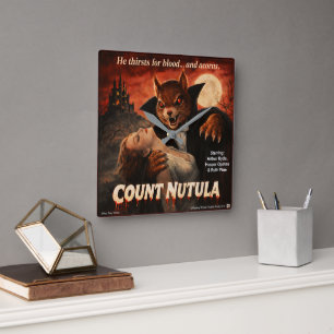 Horloge Carrée Comte Nutula Rétro Parodie de Film