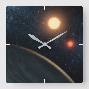 Horloge Carrée Concept de l'artiste illustrant Kepler-16b.