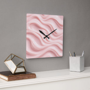 Horloge Carrée Conception Abstraite Crème Rose