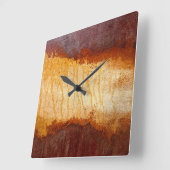 Horloge Carrée Conception Abstraite de Corrosion Rouillée (Angle)