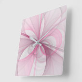 Horloge Carrée Conception Abstraite de fractal rose pâle moderne (Angle)