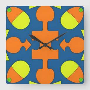 Horloge Carrée Conception Abstraite Géométrique Colorée