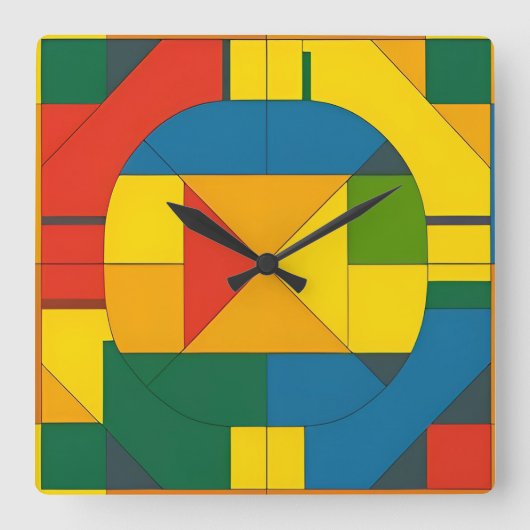 Horloge Carrée Conception Abstraite Géométrique Colorée (Recto)