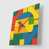 Horloge Carrée Conception Abstraite Géométrique Colorée (Angle)