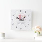 Horloge Carrée Conception caravane Vintage Chevron Retro (Maison)