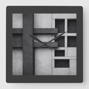 Horloge Carrée Conception d'architecture brutaliste Art fin Cubis