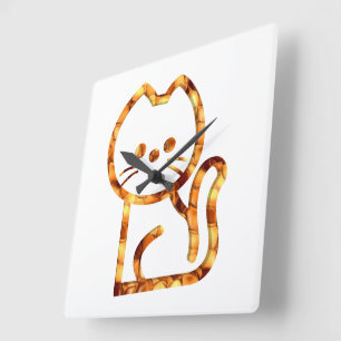 Horloge Carrée Conception de chat mignon