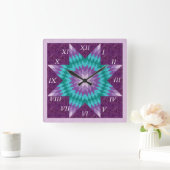 Horloge Carrée Conception de courtepointe étoile solitaire violet (Maison)