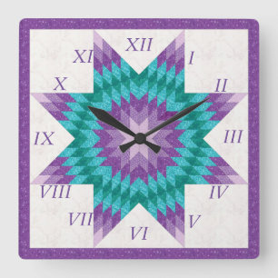 Horloge Carrée Conception de courtepointe étoile solitaire violet