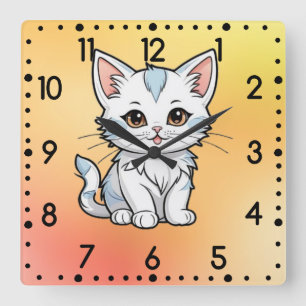 Horloge Carrée Conception de dessin de ligne de dessin animé de c
