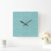 Horloge Carrée Conception de fausse chenille turquoise (Maison)