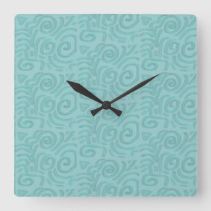 Horloge Carrée Conception de fausse chenille turquoise