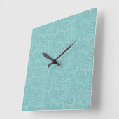 Horloge Carrée Conception de fausse chenille turquoise (Angle)