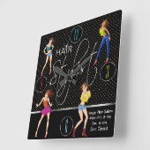 Horloge Carrée Conception de fille amusante coiffeur (Angle)