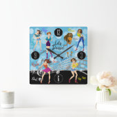 Horloge Carrée Conception de fille de musique de danse toute la n (Maison)