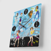 Horloge Carrée Conception de fille de musique de danse toute la n (Angle)