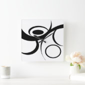 Horloge Carrée Conception de la courbe noire blanche  (Maison)