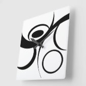 Horloge Carrée Conception de la courbe noire blanche  (Angle)