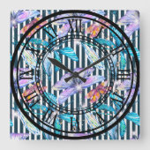 Horloge Carrée Conception de l'horloge de libellules Numéros roma (Recto)