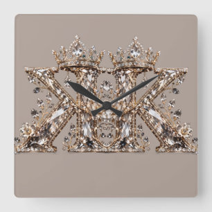 Horloge Carrée Conception de luxe en cristal beige avec la lettre