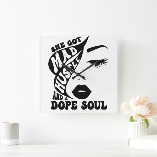 Horloge Carrée Conception de Noël Hustle pour autonomiser les fem (Maison)