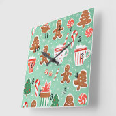 Horloge Carrée Conception de pain d'épices de Noël (Angle)