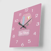 Horloge Carrée Conception de Pink Retro Vintage Caravan (Angle)